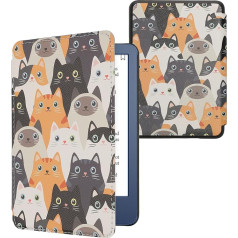 kwmobile Flip Case saderīgs ar Amazon Kindle (2022) Case - e-lasītāja futrālis - Cats Orange Black White