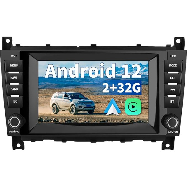 AWESAFE Auto radio priekš Mercedes Benz C-Class W203 W209 CLK, Android 12 sistēma, 8 collu skārienekrāns, 2G + 32G, atbalsta navigāciju Carplay Android Car Bluetooth WiFi