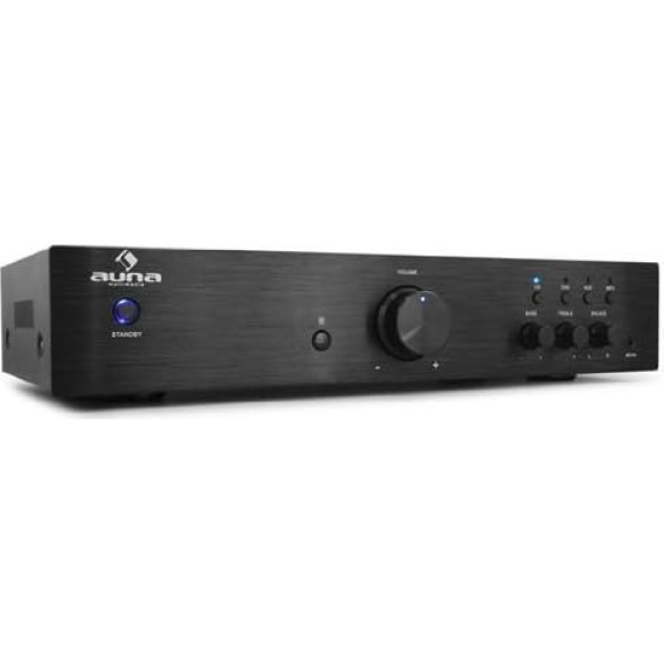 AUNA AV2-CD508 Hi-Fi CD atskaņotājs Stereo jaudas pastiprinātājs Maks. 600 Watt, USB ports, mūzikas sistēmas pastiprinātājs, LCD displejs, Aux-In, 4x Stereo RCA, infrasarkanais tālvadības pults, Bluetooth