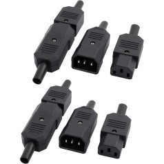 piegādes karte 4 pāri 10A AC 250V IEC Plug C13 C14 Male Female Rewireable Inline Power Socket savienotājs melns