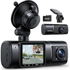 Volam Dash Cam Auto 1080P Dash Cam priekšējā interjera kamera ar akumulatoru, dubultā automašīnas kamera ar 24/7 autostāvvietas uzraudzību, infrasarkanā nakts redzamības HDR, G-sensors, kustības noteikšana, 170° platleņķa kamera ar SD