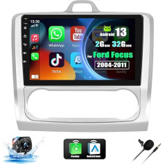 Android 13 Carplay Android auto radio priekš Ford Focus 2004-2011, radio ar skārienjūtīgo ekrānu 9 collas ar Mirror Link GPS WiFi FM/RDS Bluetooth + atpakaļgaitas kamera un mikrofons