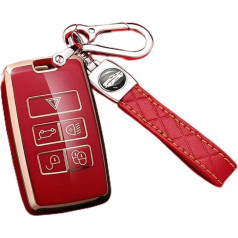 HIBEYO Smart auto atslēgu futrālis piemērots Land Rover aizsargājošam atslēgu futrālim TPU vāciņš Jaguar XE XF XF XJ Range Rover Sport Evoque Velar Smartkey Key Ring tālvadības atslēgas gredzenam ar 5 pogām (B Red)