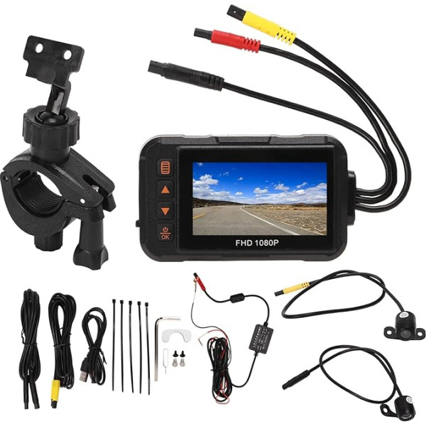 Motociklu reģistrators, 3 collu motociklu Dash Cam 1080P priekšējā aizmugurējā video braukšanas reģistrators Loop Recording G-sensor Parking Monitoring Waterproof Action Camera