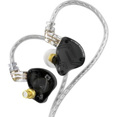 KZ ZS10 Pro X in Ear Monitor, modernizētas 4BA 1DD KZ austiņas ar vairākiem draiveriem IEM austiņās ar noņemamu sudraba aizkavi un 2 adatu sakausējumu audiofīļiem (tumšas, bez mikrofona)