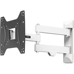 Hama TV Wall Mount Swivelling, Tilting, Extendable (TV Wall Mount 19-48 Inches, VESA 75 x 75 to VESA 200 x 200, up to 20 kg, 3 Joints, with Fischer Dowels and Assembly Instructions) Black/White