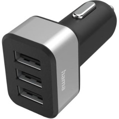 Hama 3 virzienu USB cigarešu aizdedzinātāja lādētāja adapteris automašīnai 12 V / 24 V