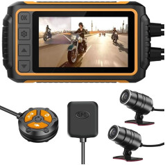 YDI motociklo prietaisų kameros vandeniui atspari vaizdo kamera 3'' LCD dvigubas FHD 1080P vandeniui atsparus objektyvas plataus kampo priekyje ir gale 150° su 