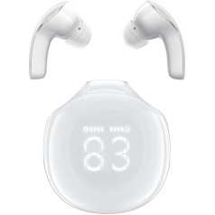 ACEFAST T9 Bluetooth austiņas, In-Ear austiņas, bezvadu Bluetooth 5.3 austiņas ar 4 mikrofoniem, 2024 ENC trokšņu slāpēšanas bezvadu austiņas, 30H sulīgs bass, kristāla austiņas, LED displejs, balts