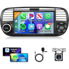 2G + 64G Android auto radio 2 DIN Fiat 500 2007-2015 ar bezvadu Carplay Android auto navigācija GPS WiFi 7 collu auto radio ar Mirror Link Bluetooth FM/RDS DAB/OBD/DVR/EQ stūres kontrole