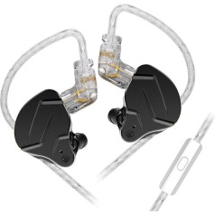 keephifi KZ ZSN Pro X In-Ear austiņas ar mikrofonu, 1BA+1DD HiFi In-Ear austiņas ar trokšņu slāpēšanu, vadu Stereo Bass bundziniekam (melnas, ar mikrofonu)