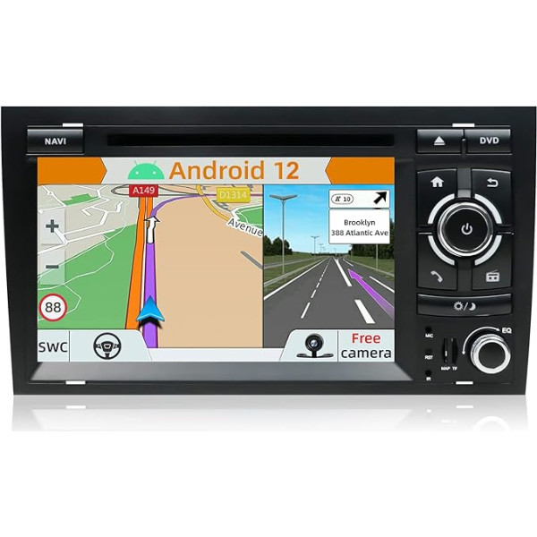 YUNTX Android 12 Auto radio A4/S4/RS4/Seat Exeo-2 Din-[Integrēts bezvadu CarPlay/Android Car/GPS]-IPS 2.5D skārienjūtīgais ekrāns ar kameru DAB/Radio stūres vadība/MirrorLink/Bluetooth 5.0/4G/WiFi