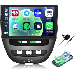 2G + 64G CAMECHO Android 12 auto radio Citroen C1/Peugeot 107/Toyota Aygo 2004-2014 ar navigāciju Carplay Android Car, Double DIN auto radio ar 10 collu ekrānu Bluetooth RDS/FM MirrorLink un USB