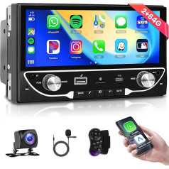 2G + 64G bezvadu Carplay Android 13 Auto radio 2 DIN ar Android auto GPS navigāciju WiFi 6,86 collu skārienjūtīgais ekrāns Auto radio ar spoguļa saiti Bluetooth FM/RDS/EQ/DAB/OBD/DVR Vadības stūres rats