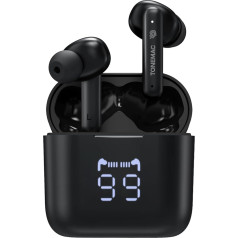 TONEMAC W28 True Wireless austiņas: Bluetooth 5.3, 48 stundu akumulatora darbības laiks, intuitīvs LED displejs, Qi saderīgs uzlādes korpuss, izcila HiFi skaņa un IPX6 aizsardzība pret ūdeni, ideāli piemērots sportistiem.