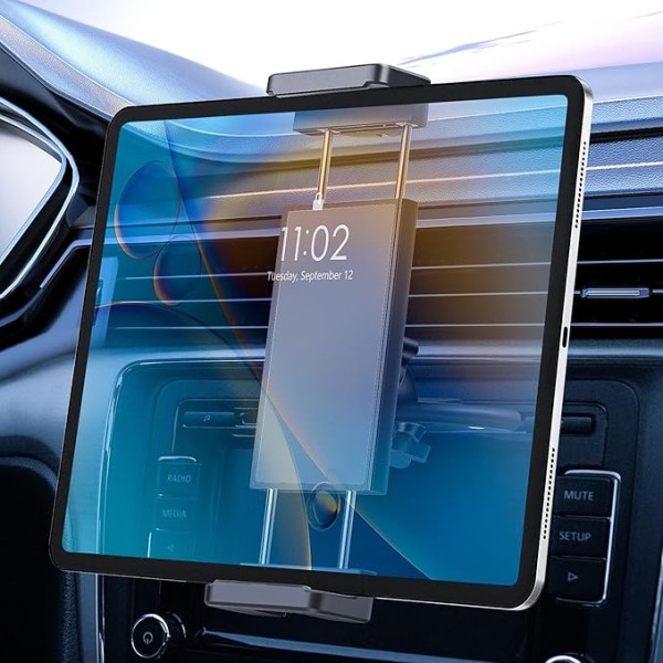 EEEKit CD atskaņotāja turētājs automašīnas planšetdatora turētājs, 360 grādu rotējošs CD slots automašīnas mobilā tālruņa turētājs ar 4-15 collu ierīcēm, melns