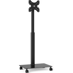 FITUEYES TV Stand Rollable for 19 27 32 43 Inch Flat & Curved TV Trolley TV Stand with Wheels Height Adjustable and Swivel up to 35 kg Max. VESA 200 x 200