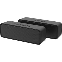 Kolaura pārnēsājams bezvadu skaļrunis, Bluetooth 5.0 skaļrunis ar 3D Stereo HiFi Bass, 1500 mAh akumulators, 12 stundu atskaņošanas laiks (melns, 2 gab.)