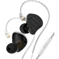 KZ ZSN pro X austiņas ar kabeli, In-Ear austiņu kabelis ar 1BA + 1DD draiveri, bagātīga basa In-Ear austiņas (ar mikrofonu, melnas)