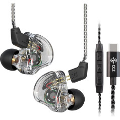 keephifi CCZ Melody In-Ear monitora austiņas, vadu IEM austiņas, vieglas 1BA + 1DD HiFi Bass IEM dinamiskās hibrīdās hibrīda austiņas ar C tipa kontaktdakšu (melnas, C tipa, ar mikrofonu)