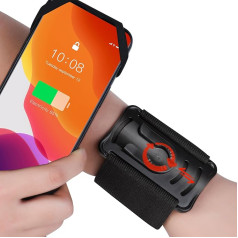 Handgelenkband-Handyhalterung zum Laufen, 360° drehbares Zubehör, abnehmbar, universelle Passform, 11,4-17,8 cm Smartphones für iPhone 15, 14, 13 Pro Max/Pro/Mini/12/11/SE/Xs, Samsung One Plus 12/11