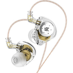 KZ EDX Pro austiņas, In-Ear austiņas ar mikrofonu, HiFi stereo skaņa, 3,5 mm ligzda, ērtas valkāšanai, vieglas austiņas iPhone, iPod, iPad, MP3, Huawei, Samsung (baltas, bez mikrofona)