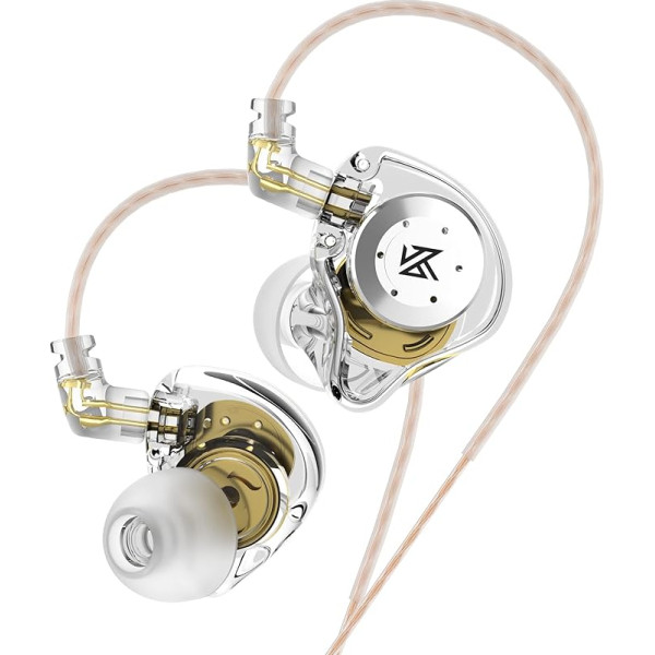 KZ EDX Pro austiņas, In-Ear austiņas ar mikrofonu, HiFi stereo skaņa, 3,5 mm ligzda, ērtas valkāšanai, vieglas austiņas iPhone, iPod, iPad, MP3, Huawei, Samsung (baltas, bez mikrofona)