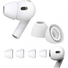 Airpods Pro 2 un AirPods Pro austiņu uzgaļi ar trokšņu samazināšanas atveri, 4 pāri silikona uzgaļu Airpods Pro ar pārnēsājamu uzglabāšanas kārbu un uzlādes futrālīti (XS/S/M/L)