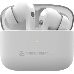 NEWSKILL Anuki Bluetooth 5.0 bezvadu austiņas, skārienvadība, trokšņu slāpēšana, mikrofons, IPX4 izturība, 16 stundu atskaņošana, bezvadu austiņas, USB-C uzlāde, baltas krāsas