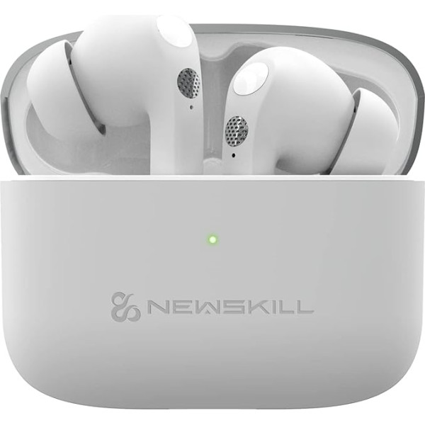 NEWSKILL Anuki Bluetooth 5.0 bezvadu austiņas, skārienvadība, trokšņu slāpēšana, mikrofons, IPX4 izturība, 16 stundu atskaņošana, bezvadu austiņas, USB-C uzlāde, baltas krāsas