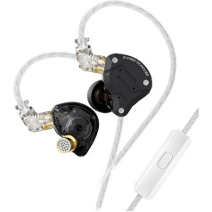 G.K KZ ZS10 Pro In-Ear austiņas ar kabeli, 30Ω HiFi In-Ear austiņu kabelis, IEM In-Ear monitoru austiņas austiņas sporta spēlēm un mūzikai (tīri melnas ar mikrofonu)