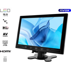 Led monitori 10 collu hd ar hdmi vga av 12v 230v