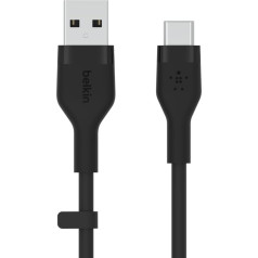 Boostcharge usb-a uz usb-c silikona kabelis 1m, melns