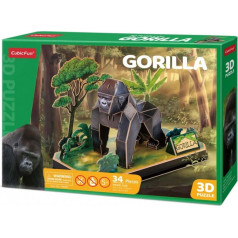 Puzzle 3d dzīvnieki - gorilla