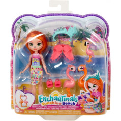 Enchantimals enchantimals florinda flamingo ģimenes lelle + 3 dzīvnieki