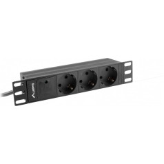 Barošanas sloksnes pdu 10 collu 1u 3x schuko 2m 10a melns c14