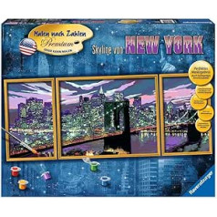 Ravensburger 28951 Skyline no Ņujorkas Glezna pēc Numbers Premium Triptych, 100 x 40 cm