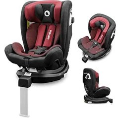 Lionelo Braam Isofix bērnu sēdeklis un balsta pēda vai automašīnas jostas bērnu sēdeklīšu automašīna 0–36 kg, braukšana atpakaļgaitā un uz priekšu, 360 grādos pagriežama sānu aizsardzība (tumši sarkana)