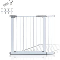 Eulenke durų apsauginiai vartai | Negręžiama | 90° Stop | Automatiškai užsidaro laiptų vartų prailginimas | Savaime užsidarantys metaliniai balti 89-96 cm pločio laiptų apsauginiai vartai vaikams