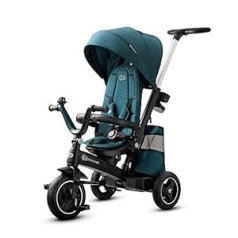 kk Kinderkraft EASYTWIST bērnu trīsritenis, Jogger, ar piederumiem, jumta logs, drošības jostas, 360 grādu rotācija, brīvgaitas velosipēds, stumšanas stienis, no 9 mēnešiem līdz 5 gadiem, ērts sēdeklis, zaļš