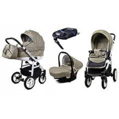 BabyLux® aliuminio vežimėlių rinkinys 4 viename, įskaitant vaikišką lopšį, sportinę kėdutę, automobilinę kėdutę, ISOFIX bazinę stotį, automobilinę kėdutę, vežimėlio rinkinį, kombinuotą vežimėlį su persirengimo krepšiu ir kt.