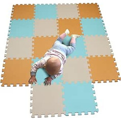 Mqiaoham Baby Floor Mat / Children’s Play Mat, Puzzle Design, Free from Harmful Substances Orange Green Beige