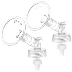 2 x 22mm Maymom Two Piece Wide Mouth Pump Parts Compatible with Spectra S1, Spectra S2 Pumps and 2 Valves Includes Wide Neck Flanges Non Original Spectra Flange (22mm Flange with Valve)