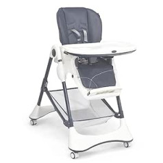 COSTWAY 4-in-1 sulankstoma kūdikio maitinimo kėdutė, mobili aukšta kėdutė su atlošimo funkcija, reguliuojamas atlošas, 5 taškų saugos diržas, nuimamas dvigubas dėklas, laikymo krepšelis kūdikiams iki 36 mėn.