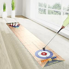 3-in-1 Shuffleboard boulinga galda spēles 360 cm, pārnēsājama shuffleboard galda konusa spēle Kērlinga spēle ar 6 boulingu un 2 putteriem bērniem ģimenes ballīte