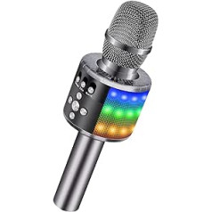 Bonaok Wireless Bluetooth Karaoke Microphone with Controllable LED Lights - Portable Karaoke Machine Speaker - Birthday Gift / Party / Travel Toy for Android / iPhone / iPad / Sony / PC