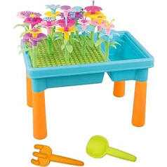 RedCrab Flower Garden Toy Children, 3-in-1 Garden Flowers Play Table Sand Water Table Outdoor Toy Set for Children, DIY Bouquet Sets Toddler Activity Table Beach Play Table Toy