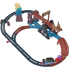 Fisher-Price HMC28 Thomas & Friends rotaļu vilciena komplekts ar motorizētu Tomasa vilcienu un apgāšanās tiltu, 2,5 metru sliedēm, kristāla alas piedzīvojumu komplektu, rotaļlieta bērniem no 3 gadiem