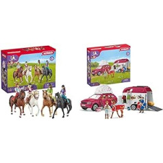 SCHLEICH 72221 zirgu kluba izjādes, no 5 gadiem, zirgu kluba rotaļu komplekts, 40 dab., ekskluzīvs Amazon un 42535 zirgu kluba piedzīvojums ar automašīnu un zirga piekabi