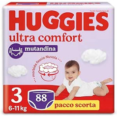 Huggies Ultra Comfort autiņbiksītes, 3. izmērs (6-11 kg) 88 gab. iepakojumā